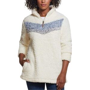 Weatherproof Vintage Ladies Cozy Sherpa Pullover 1/4 zip Cream